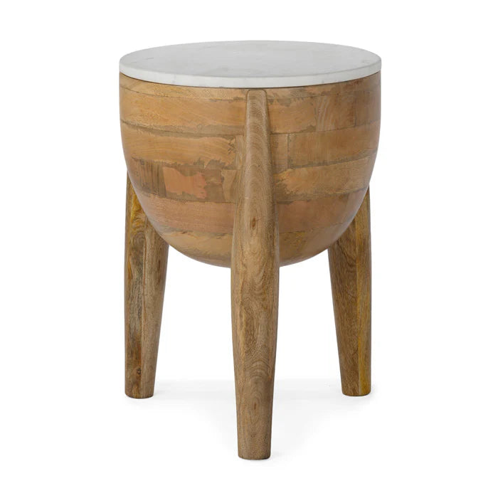 Stance Marble Solid Wood Accent Table Natural