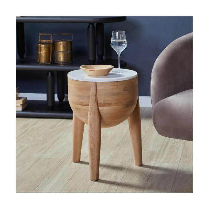 Stance Marble Solid Wood Accent Table Natural